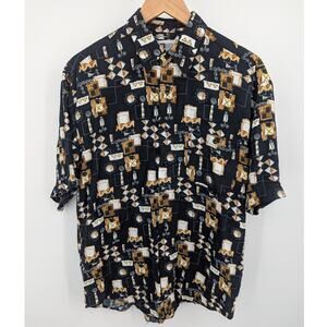 Vintage Abstract Geometric Casual Button Down Men's Medium Lightweight Shirt